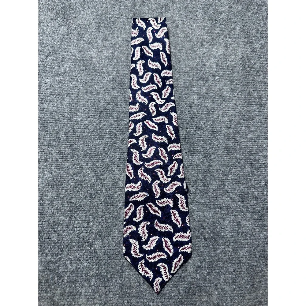 Christian Dior Monsieur Navy Blue Paisley Feather Silk Neck Tie - Picture 7 of 7